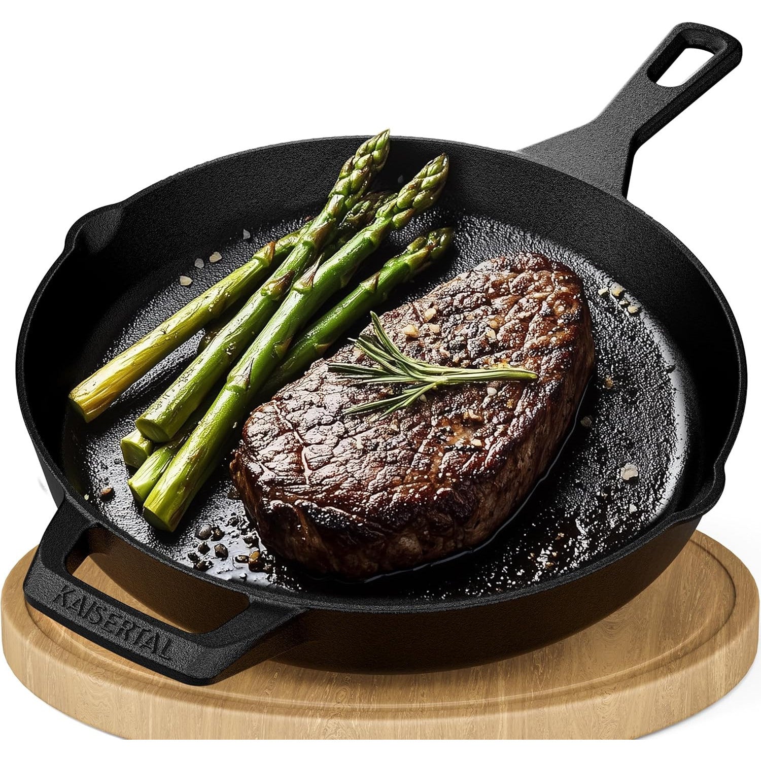 Durable Pre-Seasoned Cast Iron Frying Pan, 12-inch, Long Ergonomic Handle