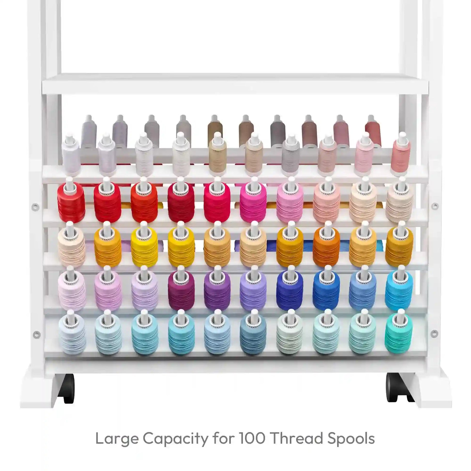 Crafit SewSmart White Sewing Cart with 100 Thread Spool Holder