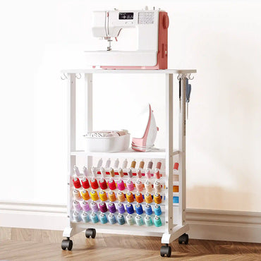 Crafit SewSmart White Sewing Cart with 100 Thread Spool Holder