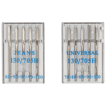 Crelando half-flat machine needles in different sizes, 10 pcs