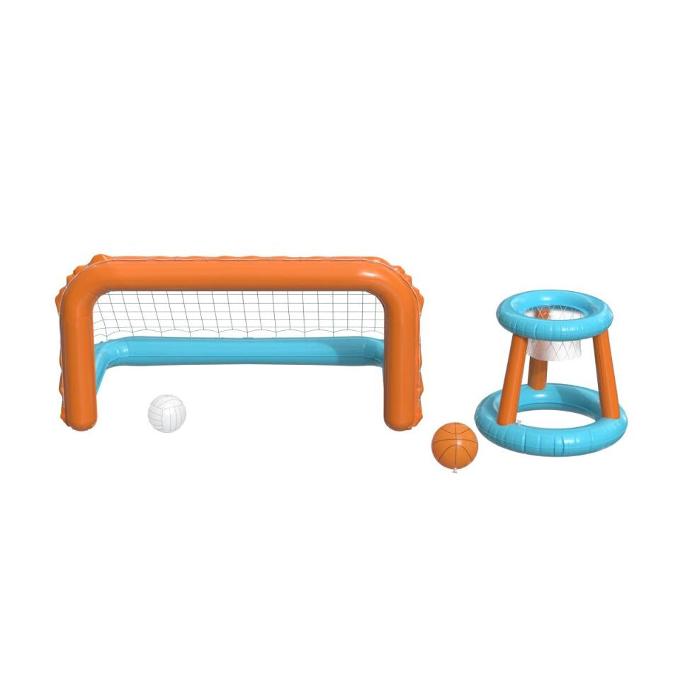 CRIVIT Inflatable Pool Volleyball Net & Goal Basketball Set