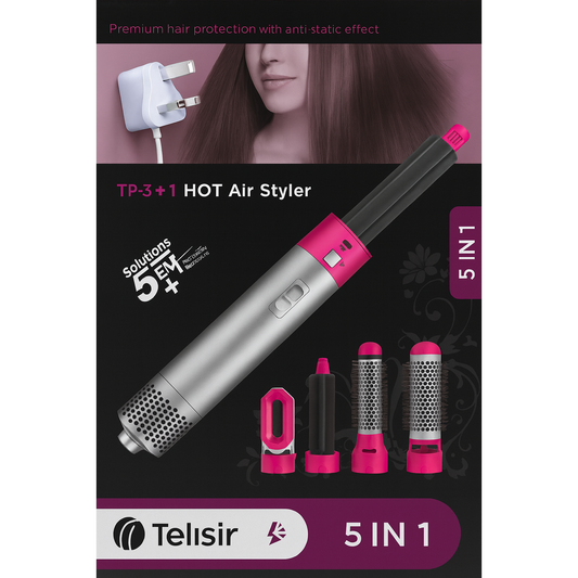 Versatile 5-in-1 Hot Air Hair Styler: Volumizer, Dryer, Curler, Straightener