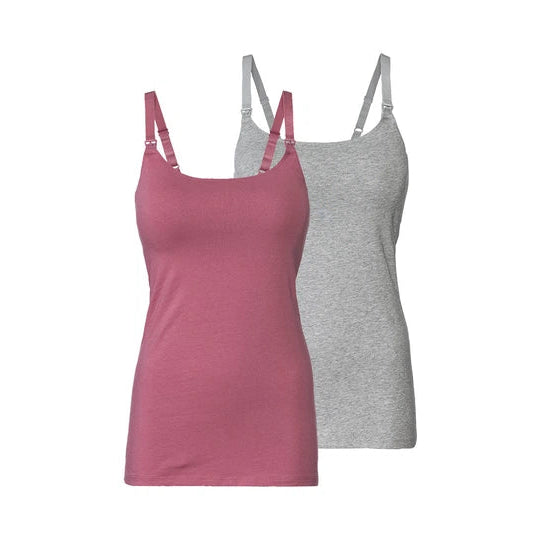 Esmara Women's Nursing Tank Tops With Built-In Bra 2 Pack