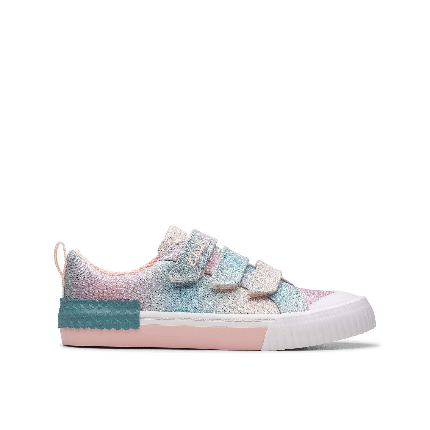 Clarks FoxingBrill K. Pastel Ombré Glitter Girls' Shoes - Comfortable Riptape Design