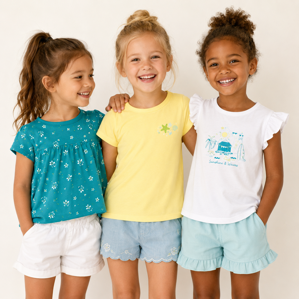 lupilu Girls' T-Shirt 3‑Pack