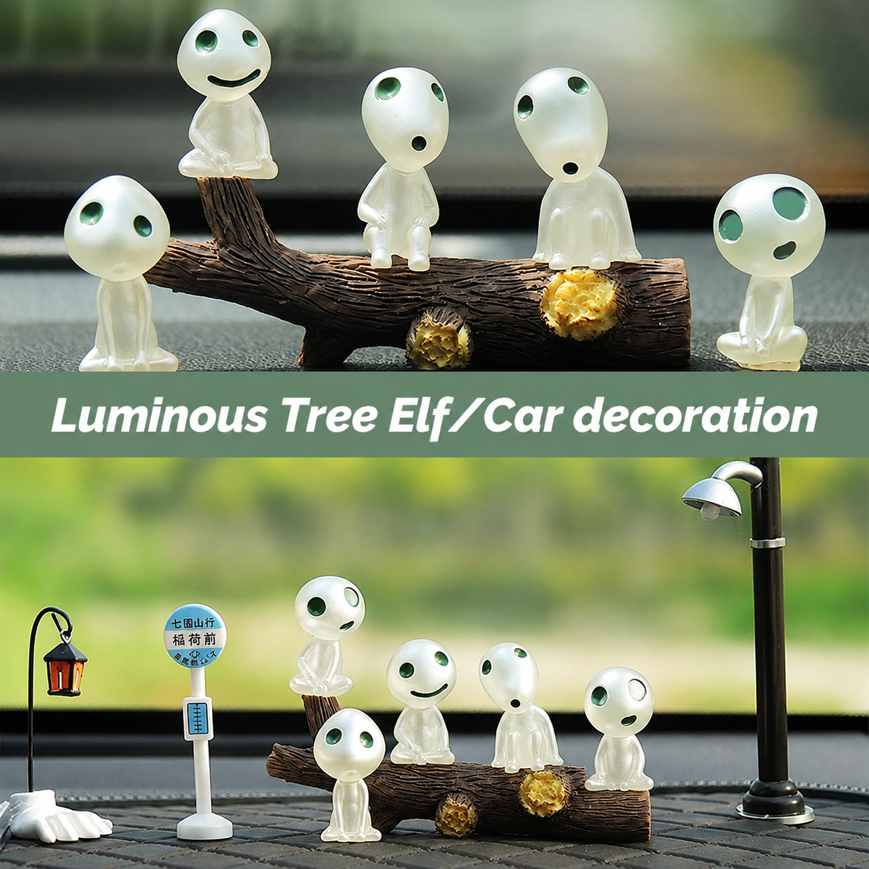 Zueyen Glow in the Dark Tree Elves Miniature Statues 9-Piece Set