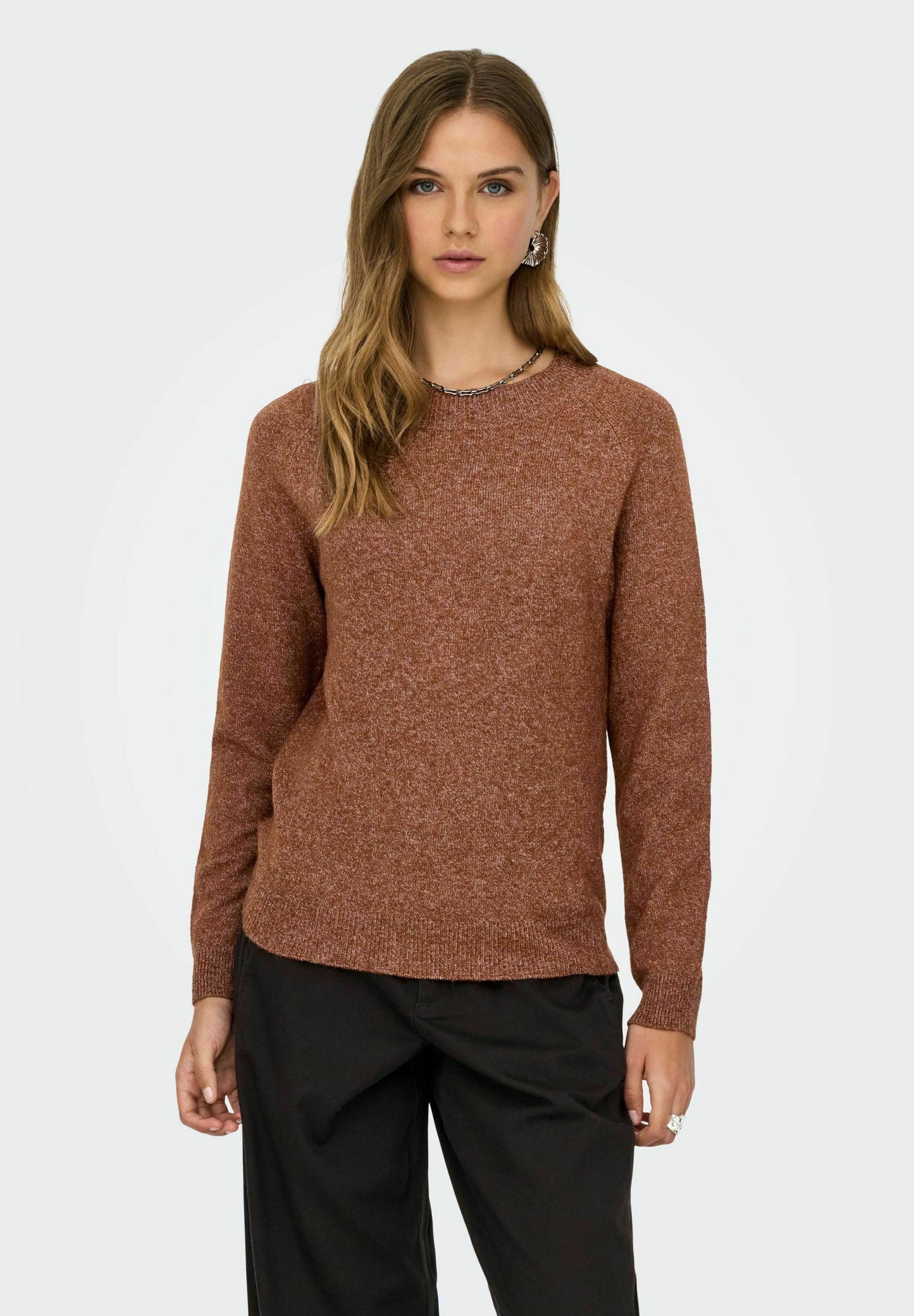 ONLY Onlrica Life Long Sleeve Tobacco Brown Knit Sweater