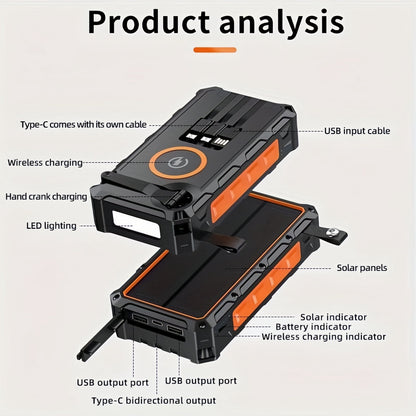 OKG 536 Solar Hand Crank Power Bank 30000mAh 15W Orange