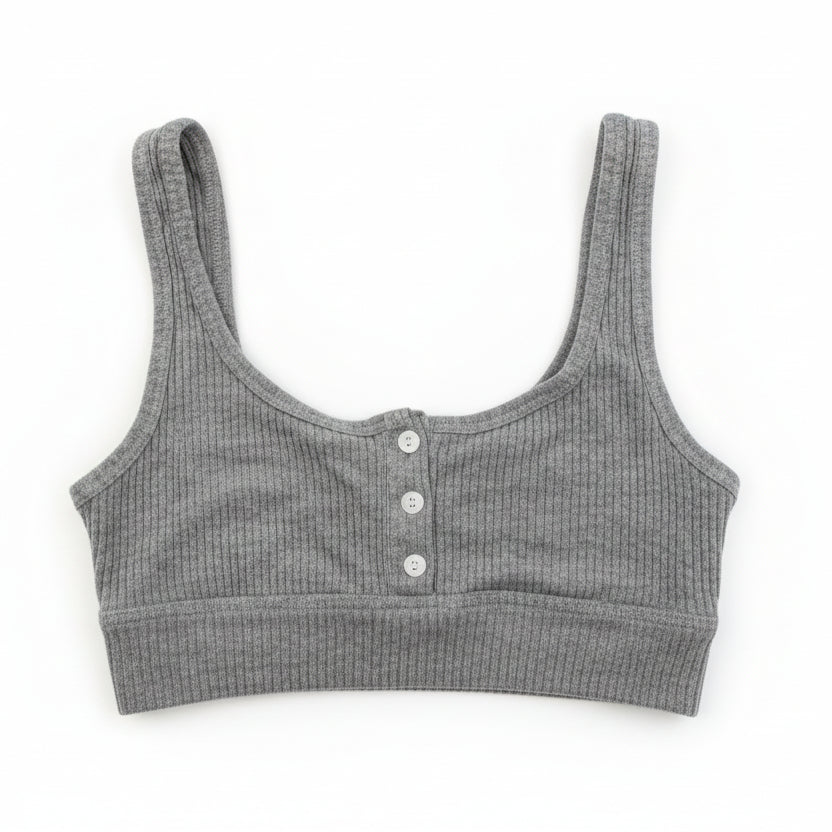 kids Grey Ribbed Stretch Crop Top  - art class bra