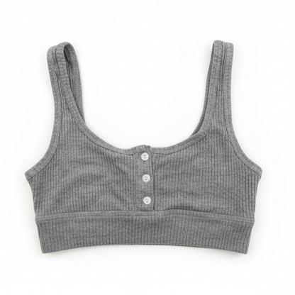 kids Grey Ribbed Stretch Crop Top  - art class bra