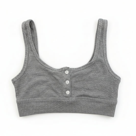 kids Grey Ribbed Stretch Crop Top  - art class bra