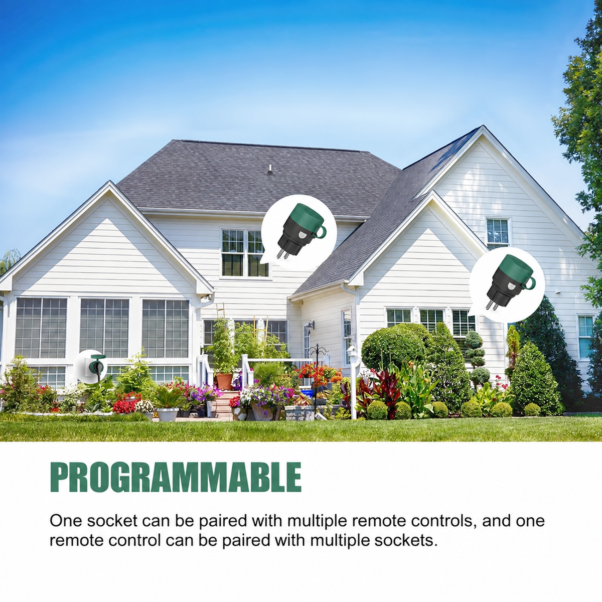 SURNICE IP44 Waterproof Wireless Outdoor Sockets 2300W