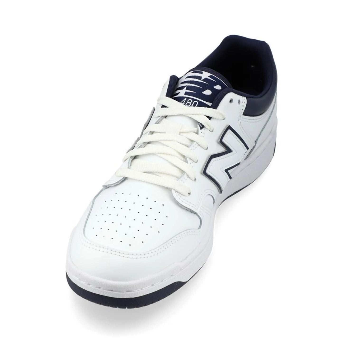 New Balance 480 Classic White Navy Leather Basketball Sneakers for Men