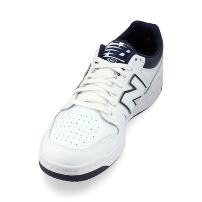 New Balance 480 Classic White Navy Leather Basketball Sneakers for Men