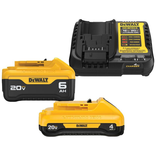 DEWALT 20V MAX Power Tool Battery & Charger Kit: 4Ah & 6Ah Batteries