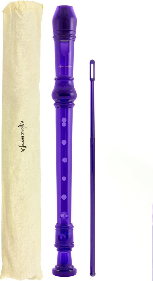 World Rhythm Purple 2-Piece Soprano Recorder with Bag & Cleaning Rod