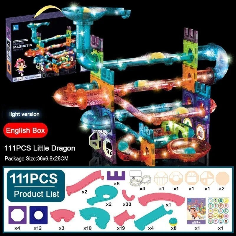Planet T 111-Piece Magnetic Tiles Little Dragon STEM Building Blocks Toy Kit