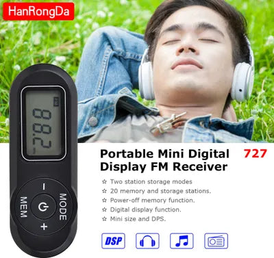 HanRongDa HRD-727 Portable Mini FM Radio Digital Display Black