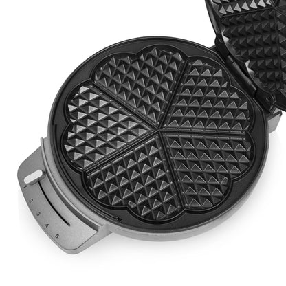 Princess Deluxe 5-Heart Waffle Maker: 1200W, Non-Stick, Adjustable Thermostat