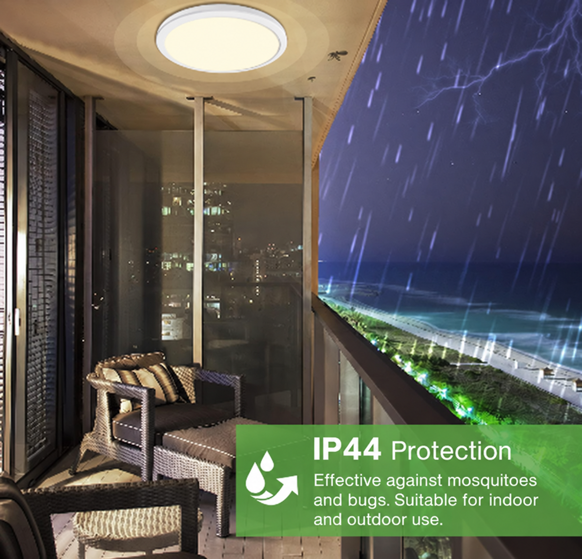Zemty 61822006-01 LED Ceiling Light with Radar Motion Sensor 19W IP44