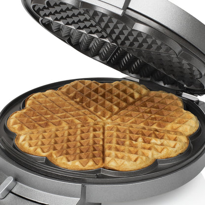Princess Deluxe 5-Heart Waffle Maker: 1200W, Non-Stick, Adjustable Thermostat