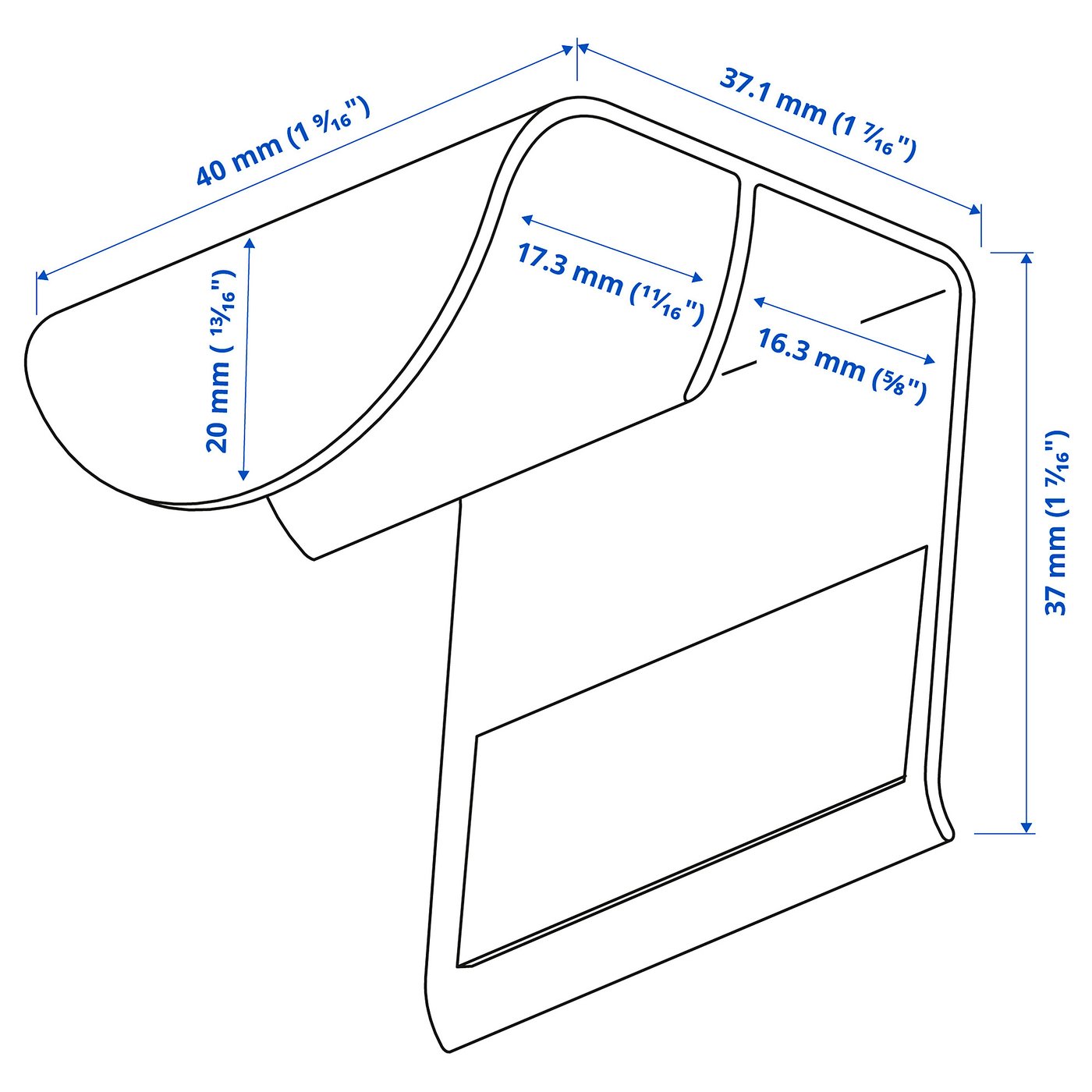 DRAGSMARK White 40mm Clip-On Handle: Easy No-Drill Installation for Doors