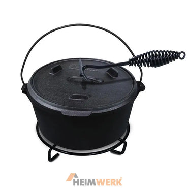 ACTIVA Cast Iron Cooking Pot with Lid and Handle for Transport 3.5 L Diameter 25.5 cm Black