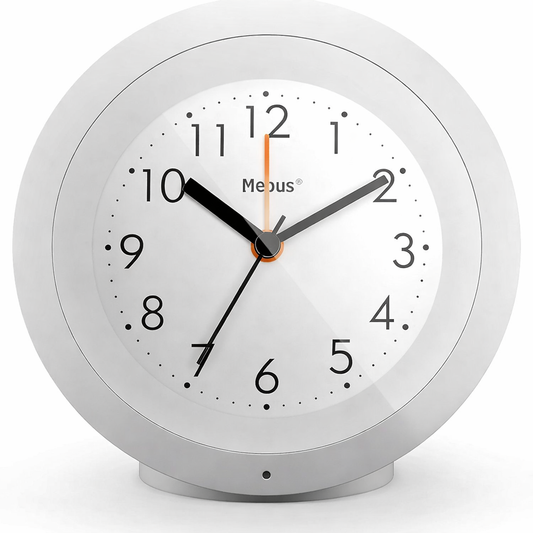 Mebus White Plastic Analogue Alarm Clock with Light Sensor