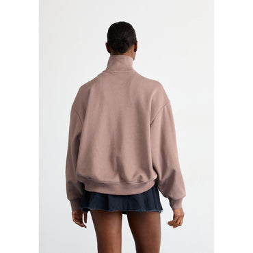 Comfortable adidas Originals Half-Zip Crew Neck Sweatshirt in Stylish Trace Brown