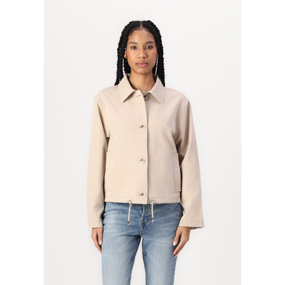 Tom Tailor Denim Women's Easy Short Light Jacket: Soft Calm Beige Button-Up