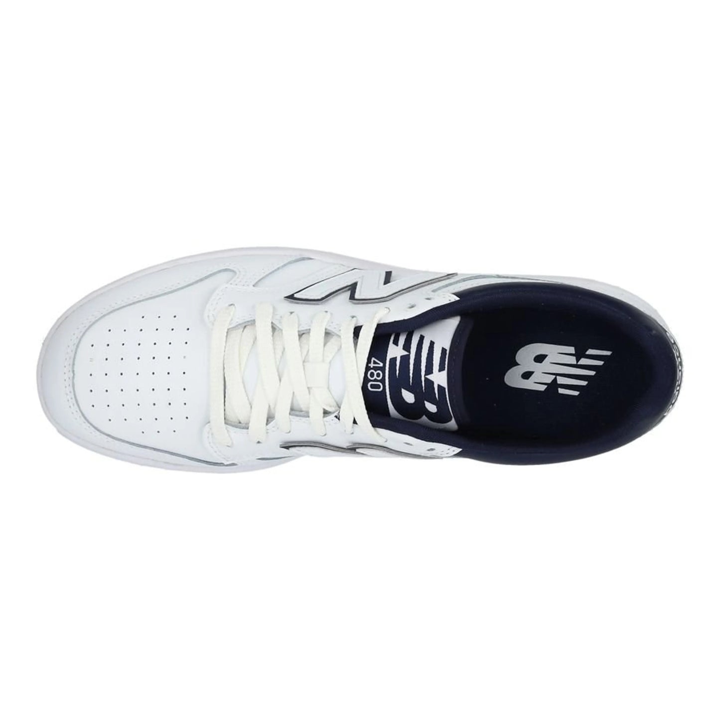New Balance 480 Classic White Navy Leather Basketball Sneakers for Men