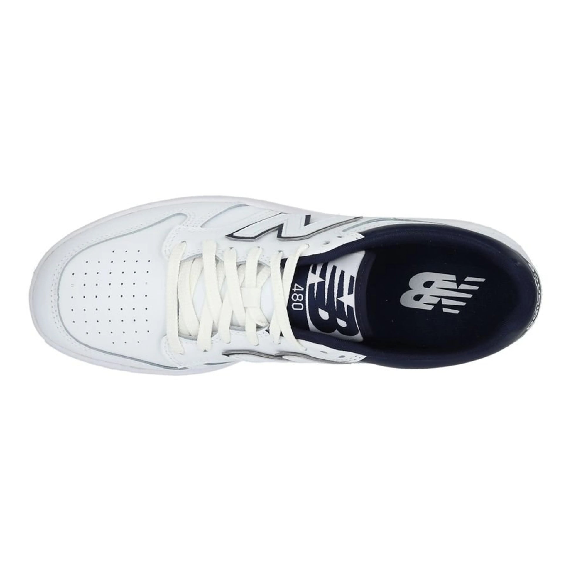 New Balance 480 Classic White Navy Leather Basketball Sneakers for Men