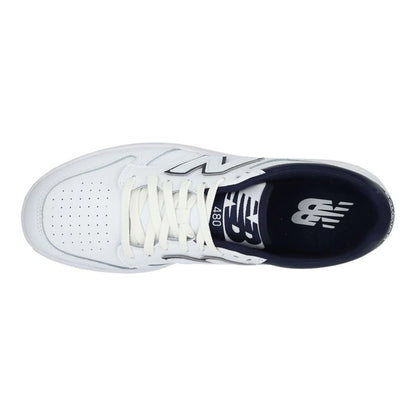 New Balance 480 Classic White Navy Leather Basketball Sneakers for Men