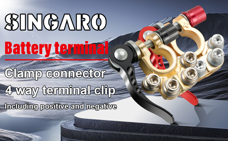 SINGARO 4-Way Quick Release Car Battery Terminal Connectors SAE/JIS A Type Gold-A