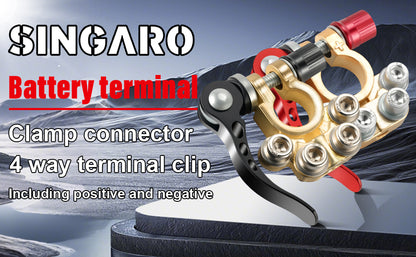 SINGARO 4-Way Quick Release Car Battery Terminal Connectors SAE/JIS A Type Gold-A