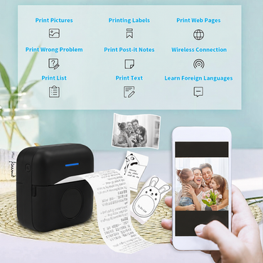 HuiJuKeJi Mini Sticker Printer Inkless Thermal Bluetooth Portable