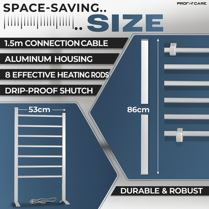 ProfiCare Electric Towel Rail No-Drill 125W Wall-Mount & Stand