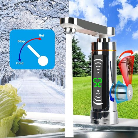 GOTRAYS Electric Water Faucet 3000W Instant Heater LED Display Black