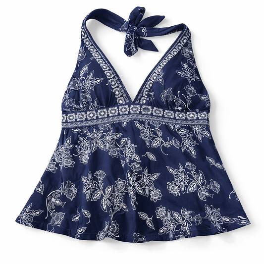 Robin Piccone Navy Floral Halter Top