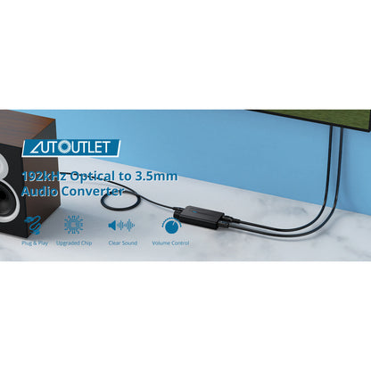 AUTOUTLET 192kHz DAC Optical to 3.5mm Converter with Volume Control