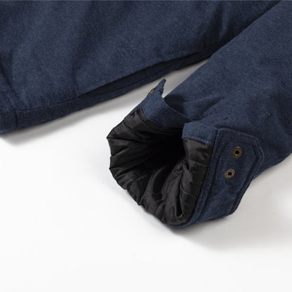 Navy Blue Sherpa-Lined Flannel Jacket for Men 2X Large