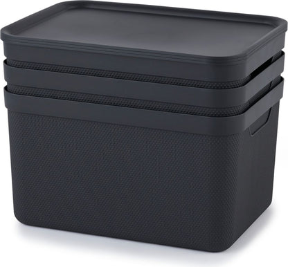 Jive 3-Piece A4 Storage Box Set with Lid Charcoal