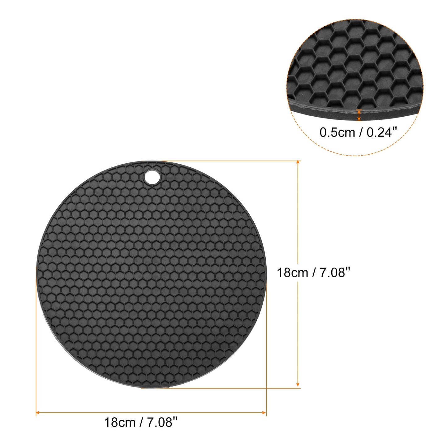 Uxcell 2pcs Round Silicone Trivet Mats Black