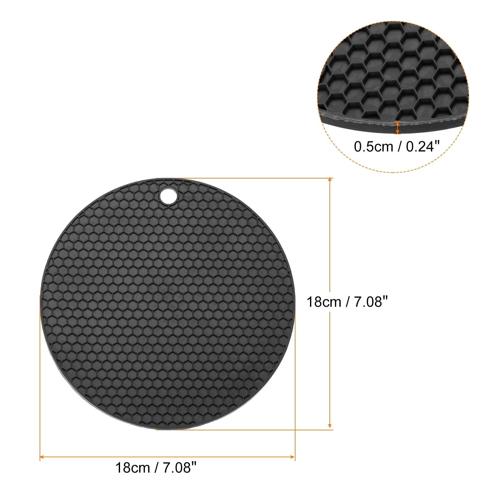 Uxcell 2pcs Round Silicone Trivet Mats Black