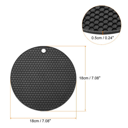 Uxcell 2pcs Round Silicone Trivet Mats Black