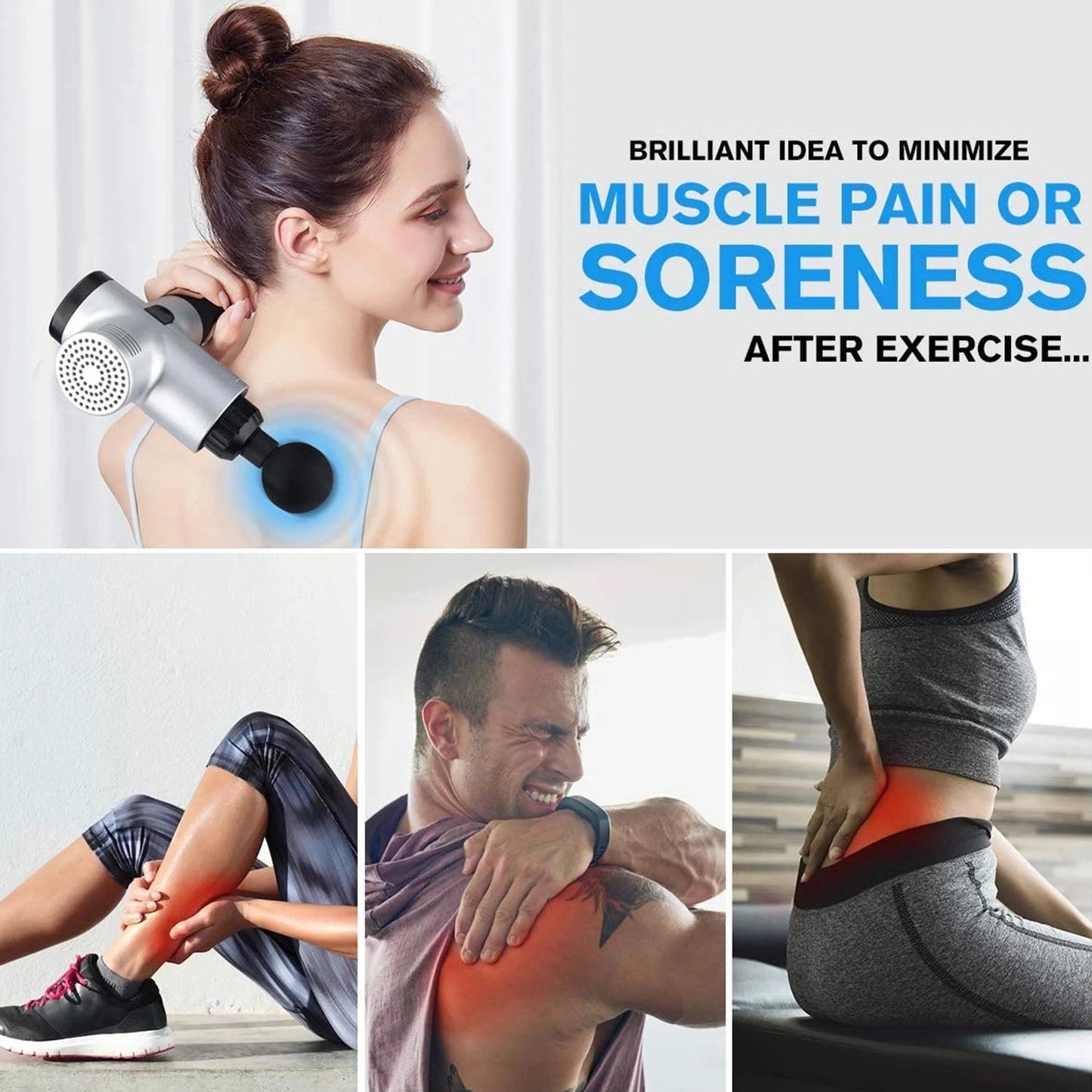 Professional Cordless Percussion Massage Gun for Deep Muscle Relief, 6 Heads, 30 Speeds