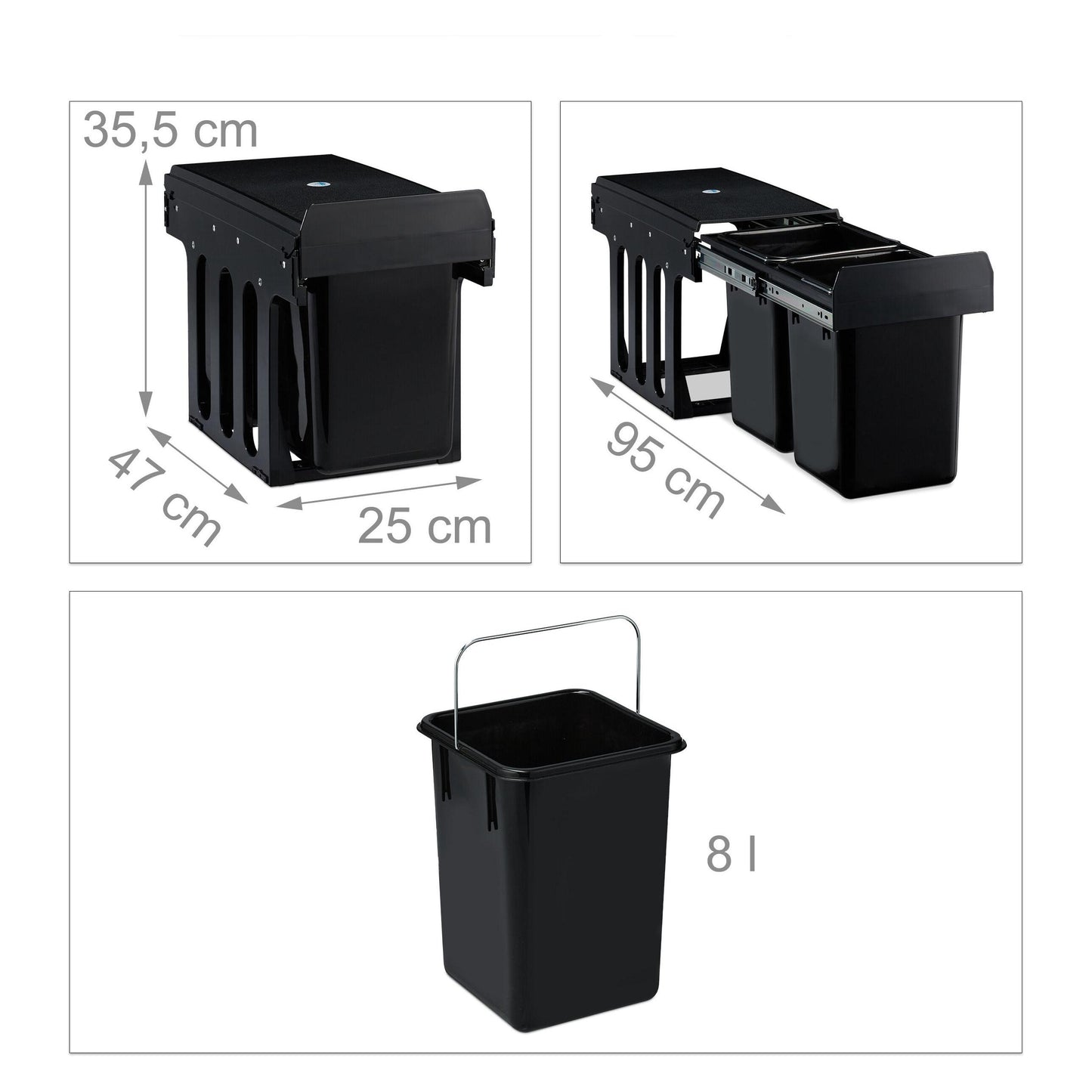 Relaxdays Built-In Kitchen Bin, Compact