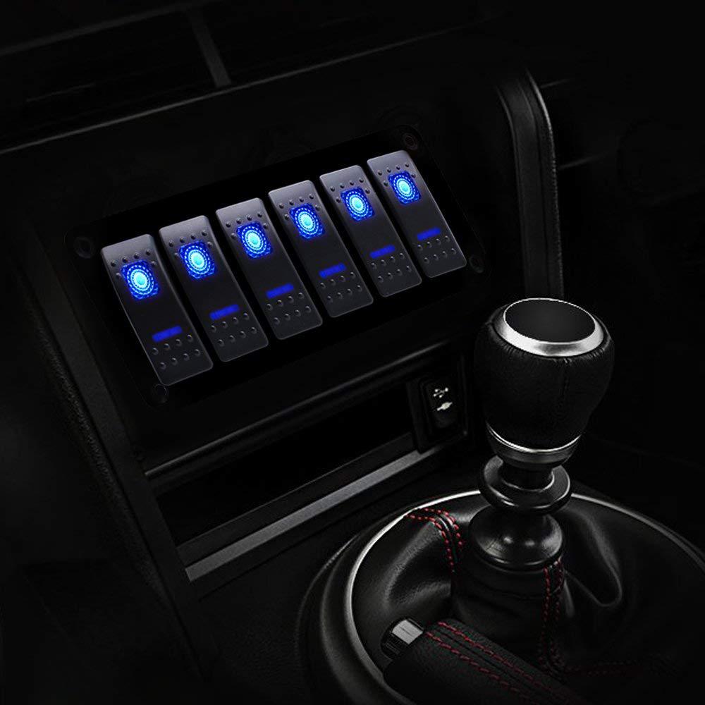 Geloo 6 Gang Rocker Switch Panel for 12V/24V Marine Car RV