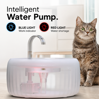 PrettyPaw Aqua Flow Cat Water Fountain 3L BPA-Free with LED and Carbon Filter