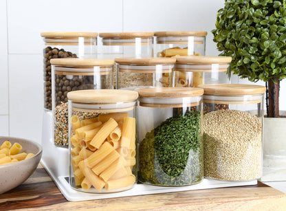 18oz (532ml) Bamboo Lid Glass Spice Jar – Eco-Friendly Kitchen Storage